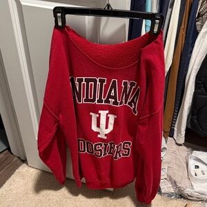Indiana Hoosiers Red Sweatshirt off the shoulder cut off